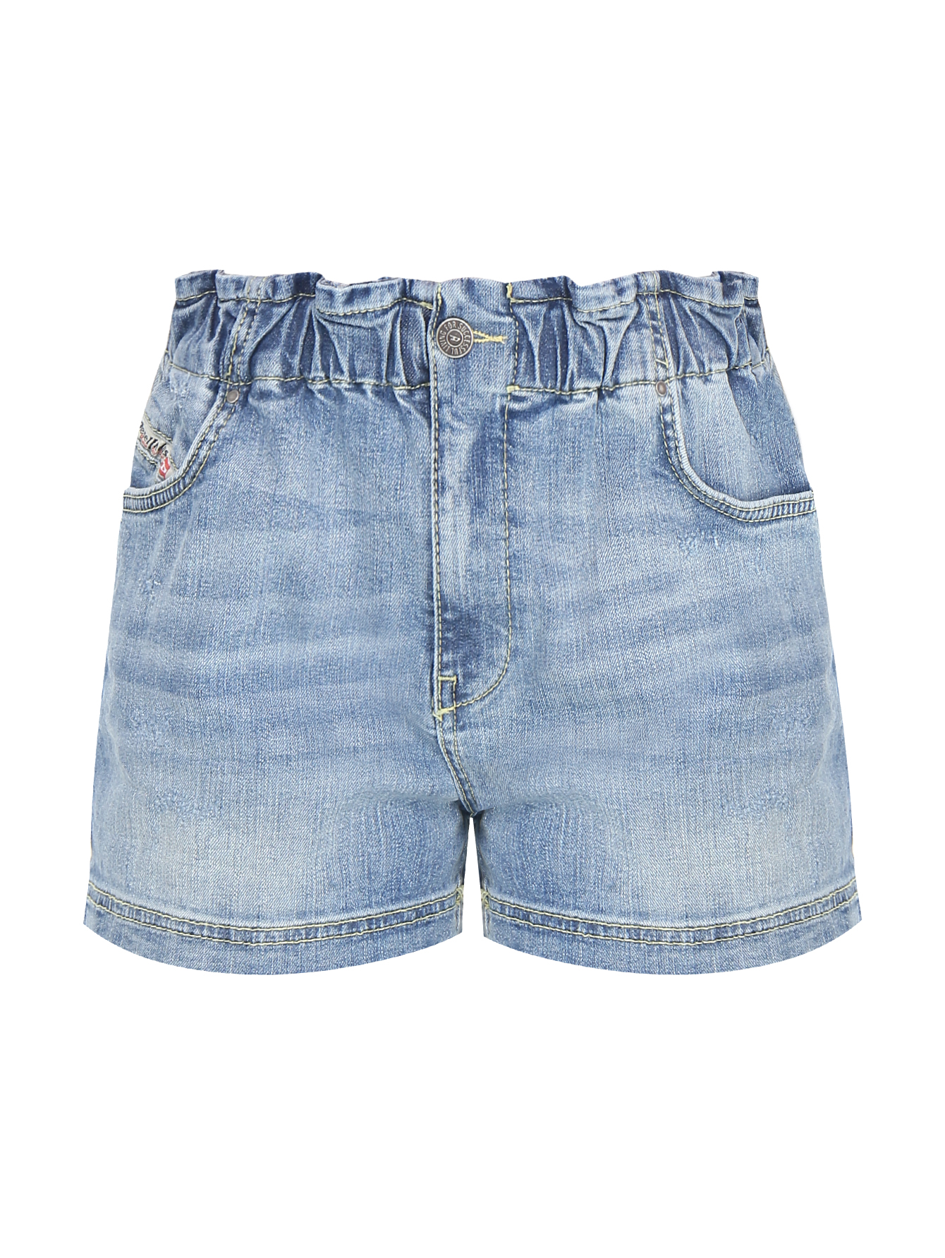 Женские джинсовые шорты на резинке синего цвета 164R700-281