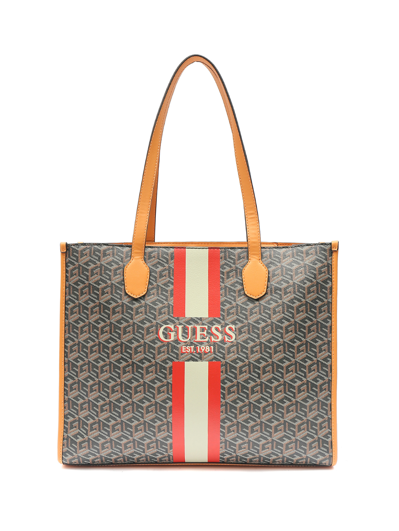 Сумка с узором и логотипом Guess коричневая (694720) купить по цене 16 700  руб. в интернет-магазине ГУМ